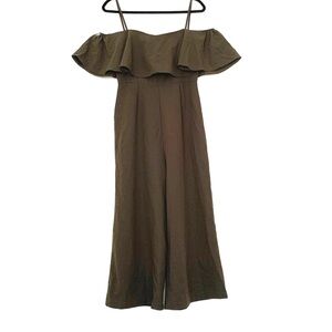 Olive green off the shoulder romper